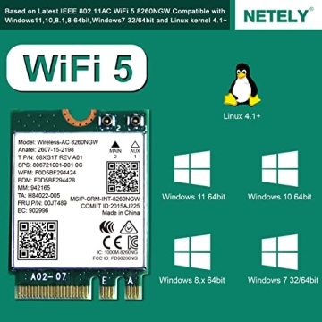 NETELY 1200Mbps Wireless-AC 8260NGW WiFi Adapter