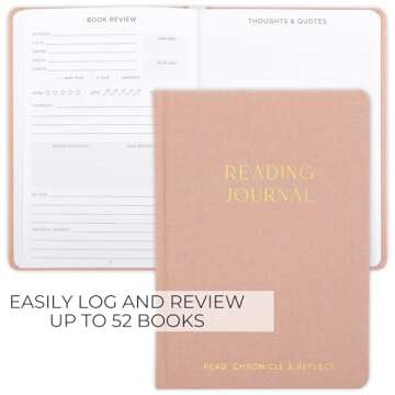 Beautiful Reading Journal for Book Lovers - Linen Hard Cover Book Makes a Great Gift for Readers - The Perfect Tracker with Reading Log & Review Pages For Keeping Notes on Your Favorite Books