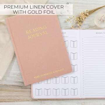 Beautiful Reading Journal for Book Lovers - Linen Hard Cover Book Makes a Great Gift for Readers - The Perfect Tracker with Reading Log & Review Pages For Keeping Notes on Your Favorite Books