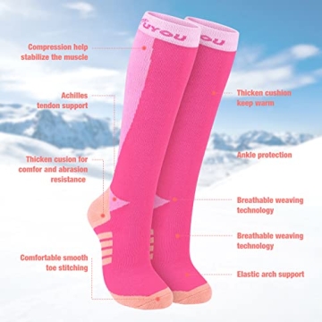KUYOU Ski Socks - Thick Warm Knee High Winter Socks