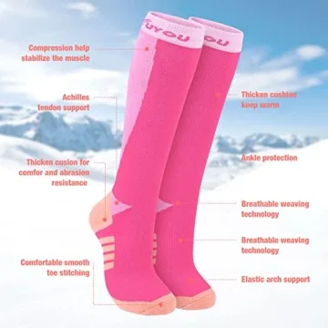 KUYOU Ski Socks - Thick Warm Knee High Winter Socks