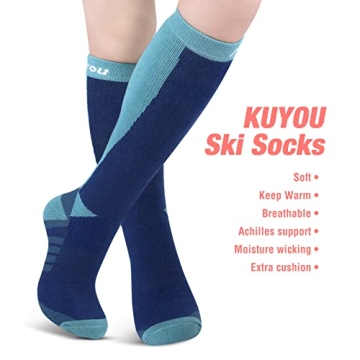 KUYOU Ski Socks - Thick Warm Knee High Winter Socks