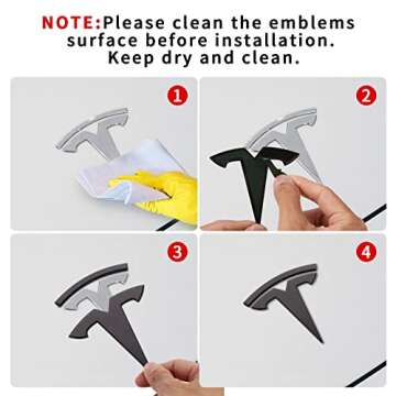 Nanaholy Model Y Accessories for Tesla Emblem Sticker 2PCS/Set 2024 2023 2022 2021 2020 Logo Decal (Black)