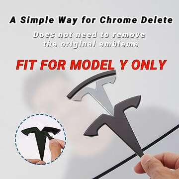 Nanaholy Model Y Accessories for Tesla Emblem Sticker 2PCS/Set 2024 2023 2022 2021 2020 Logo Decal (Black)