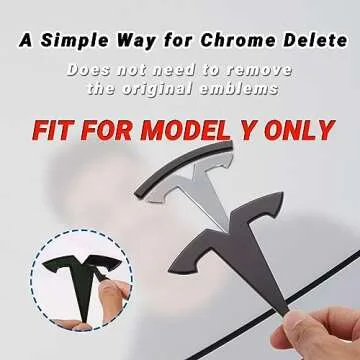 Nanaholy Model Y Accessories for Tesla Emblem Sticker 2PCS/Set 2024 2023 2022 2021 2020 Logo Decal (Black)