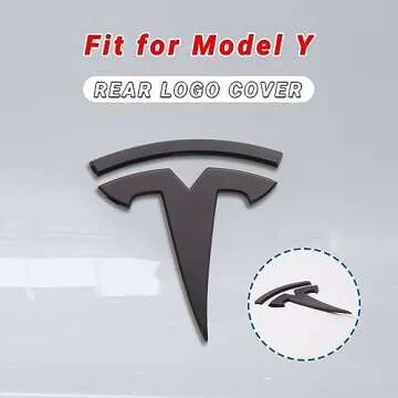 Nanaholy Model Y Accessories for Tesla Emblem Sticker 2PCS/Set 2024 2023 2022 2021 2020 Logo Decal (Black)