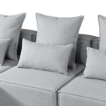 BIOEVER Modern Large L-Shape Sectional Sofa with Movable Ottoman,4 Seater Convertible Couch Sleeper Sofa Bed for Living Room,Apartment and Office (Gray)