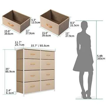 YITAHOME Storage Tower with 8 Drawers in Beige