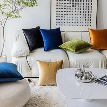 Demetex Pillow Covers 18x18 Soft Dcorative Velvet Throw Pillows for Couch Square Burn Orange Pillow ...