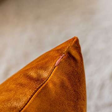 Demetex Pillow Covers 18x18 Soft Dcorative Velvet Throw Pillows for Couch Square Burn Orange Pillow Cases for Autumn Patio Living Room, Set of 2, 18 x 18 inch, Copper