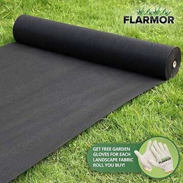 FLARMOR Non-Woven Landscape Fabric–4Ftx100Ft, 1.8oz Weed Barrier Cloth, Heavy Duty Garden Weed Bar...