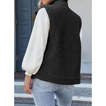 Dokotoo Women's Vests Lightweight Vest for Women Sherpa Fleece Vest 2025 Fashion,Fall Warm Zipper Vest,Stand Collar Quilted Gilet with Zip Pockets Black M