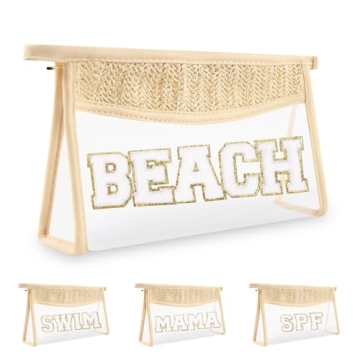 Iqimott Boho Patch Stuff Bag - Stylish Clear Makeup Bag