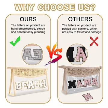 Iqimott Boho Patch Stuff Bag - Stylish Clear Makeup Bag