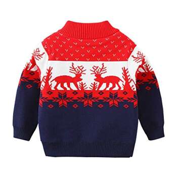 Mud Kingdom Toddler Boy Cardigan Sweater Zip Up Reindeer Christmas Navy Collar 4T