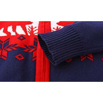 Mud Kingdom Toddler Boy Cardigan Sweater Zip Up Reindeer Christmas Navy Collar 4T