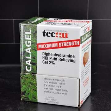 Calagel Tec Labs Tecnu Anti-Itch Gel, Maximum Strength Itch Relief for Rashes, Bug Bites, Stings & Minor Burn Relief – 1/16 Ounce Packets, 144 Count Dispenser, Dispenser Box