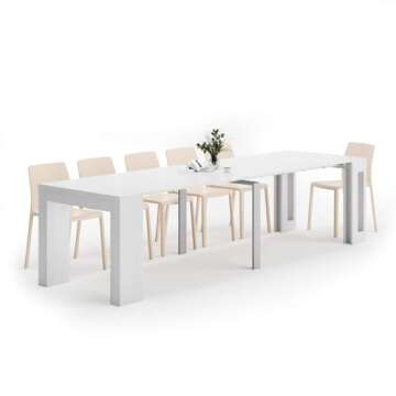 Mobili Fiver, Easy, Extendable Console Table with Extension Leaves Holder, 17,7(120,1) x35,4 in, Ash...