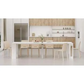 Mobili Fiver, Easy, Extendable Console Table with Extension Leaves Holder, 17,7(120,1) x35,4 in, Ashwood White, for 4-12 People, Space-Saving Dining Table, Italian Furniture