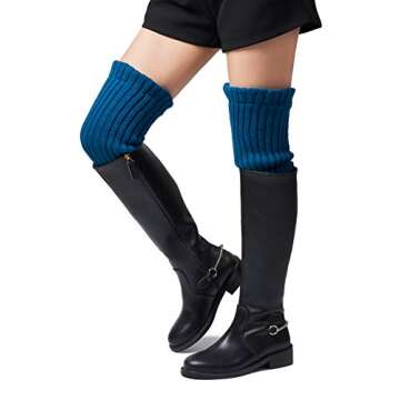 Leotruny Women's Stylish Winter Leg Warmers in Peacock Blue