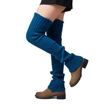 Leotruny Women's Stylish Winter Leg Warmers in Peacock Blue