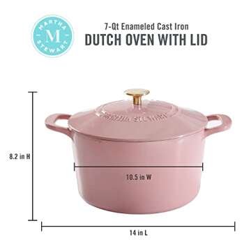 Martha Stewart 7 QT Pink Dutch Oven for Every Cook