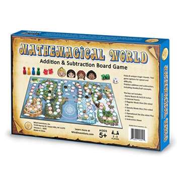 Mathemagical World - Addition & Subtraction Math Board Game for Kids, 2-4 players, Ages 5+ and Perfect for Homeschool, Kindergarten, Pre-k, and Gifted & Talented Prep