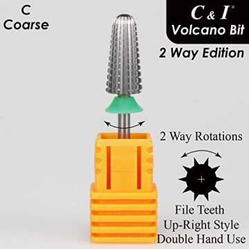 C&I Volcano Nail Drill, 2 Rotate Directions Design, Both for Left handed and Right Handed Nail Lover...