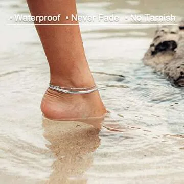 Sparkling Ankle Bracelets for Women Set,Layered Beaded Snake Chain Silver Anklets for Women Dainty Cute Beach Anklet Jewelry Gifts