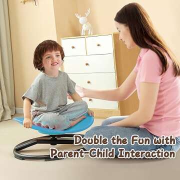 GAKINUNE Kids Sensory Chair for Autism Kids Swivel Chair, Sensory Spin Chair Seat Improve Physical Coordination Wobble Chair for Kids Sit and Spin Relief of Motion Sickness (Blue)