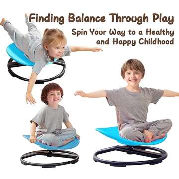 GAKINUNE Kids Sensory Chair for Autism Kids Swivel Chair, Sensory Spin Chair Seat Improve Physical Coordination Wobble Chair for Kids Sit and Spin Relief of Motion Sickness (Blue)