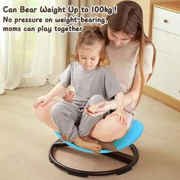 GAKINUNE Kids Sensory Chair for Autism Kids Swivel Chair, Sensory Spin Chair Seat Improve Physical Coordination Wobble Chair for Kids Sit and Spin Relief of Motion Sickness (Blue)