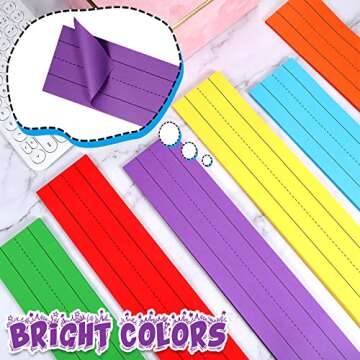 Sabary 200 Count Rainbow Colored Sentence Strips for Writing