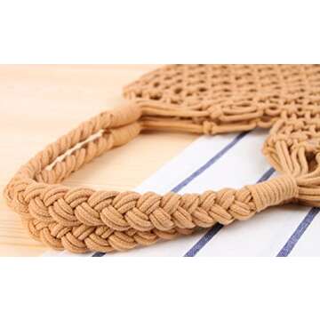Beach Bag Tote Braided Handbag Women String Bag Summer Hobo Bag Travel Bag (Ivory)