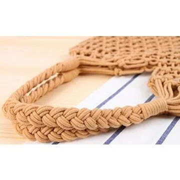 Beach Bag Tote Braided Handbag Women String Bag Summer Hobo Bag Travel Bag (Ivory)