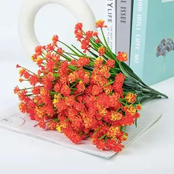 Ouddy Decor 24 Bundles UV Resistant Artificial Flowers