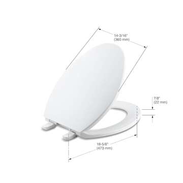 Kohler K-4774-0 Brevia Elongated White Toilet Seat with Quick-Release Hinges And Quick-Attach Hardwa...