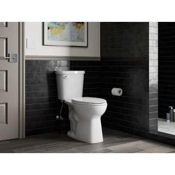 Kohler K-4774-0 Brevia Elongated White Toilet Seat with Quick-Release Hinges And Quick-Attach Hardware For Easy Clean