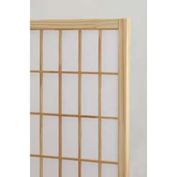 Roundhill Furniture Oriental Shoji 4 Panel Screen Room Divider, Natual