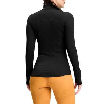 QUEENIEKE Womens Running Jacket Athletic Workout Jackets Track Full Zip Up Gym for Women Yoga Top Nurse Align Slim Fit Sport bbl Scrub Jacket Long Sleeve Sweater Black Small