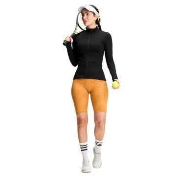 QUEENIEKE Womens Running Jacket Athletic Workout Jackets Track Full Zip Up Gym for Women Yoga Top Nurse Align Slim Fit Sport bbl Scrub Jacket Long Sleeve Sweater Black Small