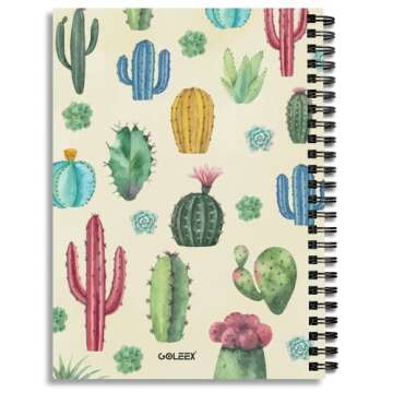 GOLEEX Cute Cactus Blank Spiral Notebook Journal - Perfect for School Supplies, Note Taking, and Gif...
