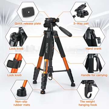 Mactrem Travel Tripod for DSLR Cameras - Lightweight & Versatile