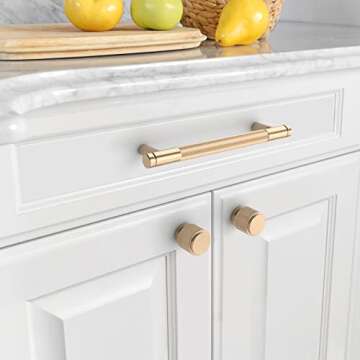 Asidrama 10 Pack 5 Inch(128mm) Gold Cabinet Pulls Knurled Cabinet Handles Cupboard Handles Kitchen C...