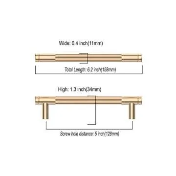 Asidrama 10 Pack 5 Inch(128mm) Gold Cabinet Pulls Knurled Cabinet Handles Cupboard Handles Kitchen Cabinet Hardware for Cupboard Drawer Pulls