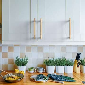 Asidrama 10 Pack 5 Inch(128mm) Gold Cabinet Pulls Knurled Cabinet Handles Cupboard Handles Kitchen Cabinet Hardware for Cupboard Drawer Pulls