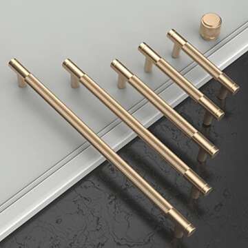 Asidrama 10 Pack 5 Inch(128mm) Gold Cabinet Pulls Knurled Cabinet Handles Cupboard Handles Kitchen Cabinet Hardware for Cupboard Drawer Pulls