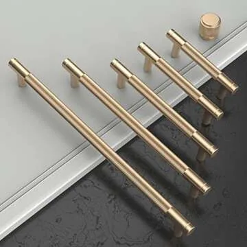 Asidrama 10 Pack 5 Inch(128mm) Gold Cabinet Pulls Knurled Cabinet Handles Cupboard Handles Kitchen Cabinet Hardware for Cupboard Drawer Pulls