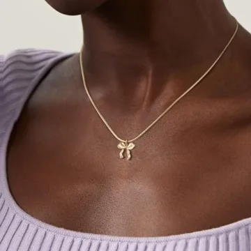 Trendy Risamil Gold Bow Necklace for Women - Stylish Jewelry
