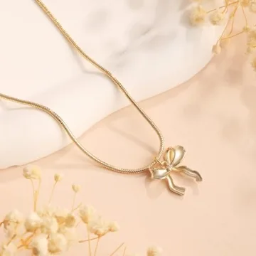 Trendy Risamil Gold Bow Necklace for Women - Stylish Jewelry